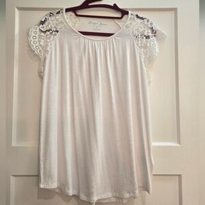 Draper James White Top with Floral Lace